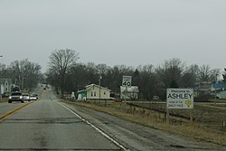 Entering Ashley on Indiana State Road 4