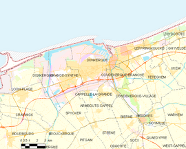 Mapa obce Dunkerque