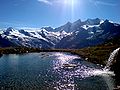 Mischabel vom Kreuzboden oberhalb Saas-Grund aus.