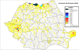 Verspreiding van de Oekraïners in 2002 (gemeentelijk niveau)