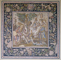Суд Париса, мрамор, известняк и стеклянные кубики, 115-150 гг.; из столовой дома Атриум в Антиохии-на-Оронте