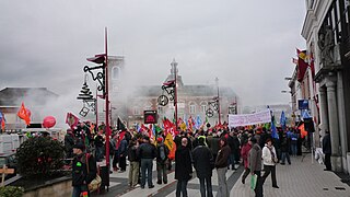 Manifestation contre la fermeture de la gare de triage le 7 novembre 2009.