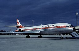 Sterling Airwaysin Caravelle Baselin lentoasemalla maaliskuussa 1981
