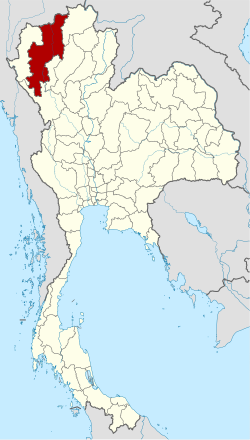 แผนที่ประเทศไทย จังหวัดเชียงใหม่เน้นสีแดง