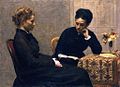 アンリ・ファンタン＝ラトゥール『読書』1877年。油彩、キャンバス、97 × 130 cm。リヨン美術館[292]。