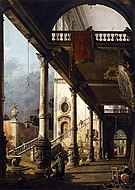 Canaletto Perspektief-aansig met Portico, 131 x 93 cm.