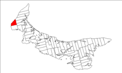 Map of Prince Edward Island highlighting Lot 7