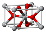 3D Model timah (IV) oksida, atom merah adalah oksida