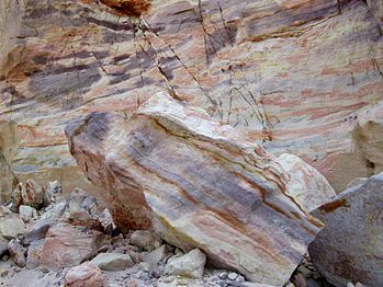 Colorful sandstone in Makhtesh Katan