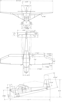 3-view line drawing of the Stinson L-13A