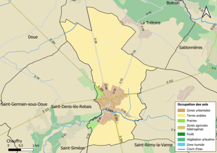 Carte des infrastructures et de l'occupation des sols en 2018 (CLC) de la commune.