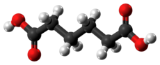 Ball-and-stick model of the adipic acid molecule