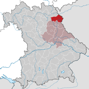 Beliggenheden af Landkreis Tirschenreuth i Bayern (klikbart kort)