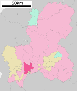 Gifu stads läge i prefekturen Gifu.