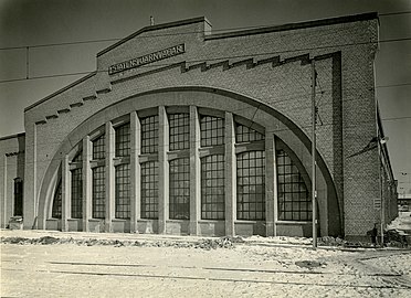 Fassade des Lokschuppens (etwa 1920)