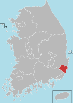 Map of جنوبی کوریا with Ulsan highlighted
