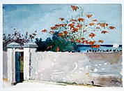 A Wall, Nassau, 1898, waterverf en grafiet op gebroken wit aquarelpapier (37,8 x 54,3 cm)