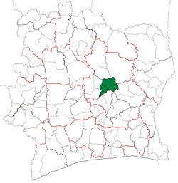 Location in Ivory Coast. Bouaké Department has had these boundaries since 2008.