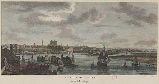 Le port de Nantes vu de la butte Sainte-Anne, 1776. Le centre de gravité a basculé vers le quai de la Fosse