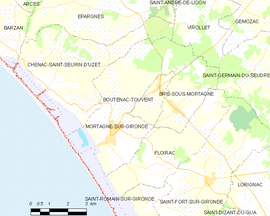 Mapa obce Mortagne-sur-Gironde