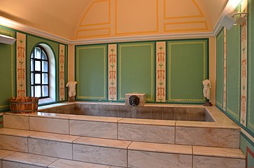 Reconstitution des thermes privés de la villa romaine de Borg, Allemagne.