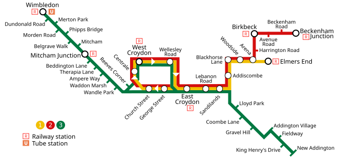 Mappa della rete Tramlink.