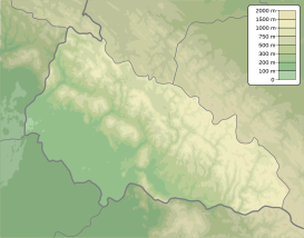 Mapa físico de la Rutenia subcarpática.