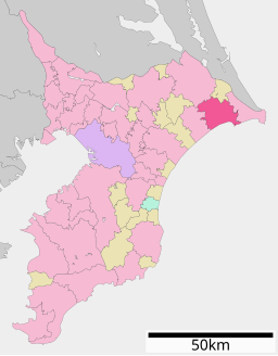 Asahis läge i Chiba prefektur