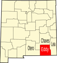 Map of Novi Meksiko highlighting Eddy County