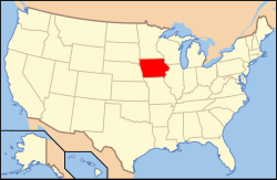 Iowa elhelyezkedése az USA-ban