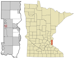 Location of the city of Willernie within Washington County, Minnesota