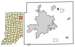 Location of Grabill in Allen County, Indiana.