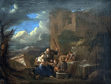 Pilgrims near a fountain 1670