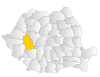 Bản đồ Romania thể hiện huyện Hunedoara