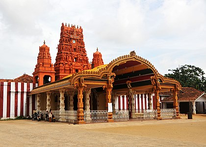 Ornate, covered temple entrance with columns