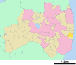 Location of Naraha in Fukushima Prefecture