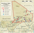 Image 9Map showing the fullest extent of rebel-held territory in January 2013 (from Mali)