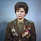 La cosmonauta Valentina Vladimirovna Tereškova, prima donna a volare nello spazio a bordo della Vostok 6 il 16 giugno 1963