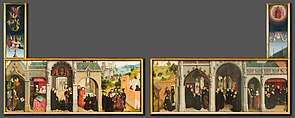 Simon Marmion, Saint Bertin Altarpiece, ca 1459, Reconstruction of side A.