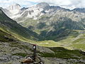 Blick auf Hochweiße (l.) und Lodner (m.) beim Abstieg vom Gingljoch