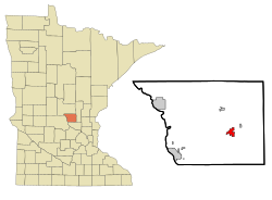 Location of Foley within Benton County and state of Minnesota