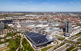 Site industriel BMW historique, fondé par Gustav Otto en 1911.