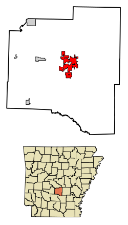 Location of Sheridan in Grant County, Arkansas.