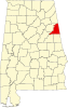 Localização do Map of Alabama highlighting Cleburne County