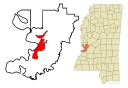 Vicksburg i Warren County och Mississippi