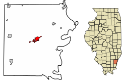 Location of Carmi in White County, Illinois.