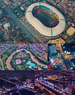 TI kénca-katuhu: Stadion olahraga Patriot Candrabhaga, Kota Pekayon, Bekasi Junction Night, Puseur Balanja, Bekasi Mall dina peutingna