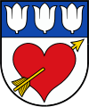 D'argento, al cuore di rosso, trafitto da una freccia posta in sbarra (Liptál, Repubblica Ceca)