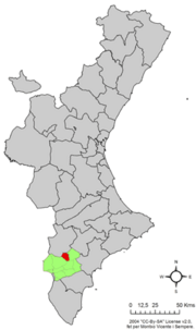 Localização do município de Elda na Comunidade Valenciana