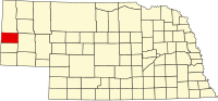 スコッツブラフ郡の位置を示したネブラスカ州の地図